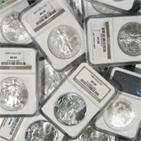 Lot of (10) MS 69 US SIlver Eagles NGC