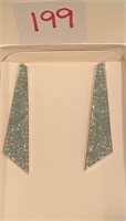 Green Angle Earrings - Silvertone