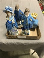 Blue figurines, approx 10" tall