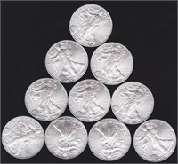 (10) Assorted Date Silver Eagles