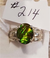 Matching Fabulous Green Ammolite Sterling Ring.