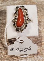Coral Sterling Silver Ring     165