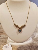Heart Shaped Blue Topaz & Diamonds 10K Gold   $800