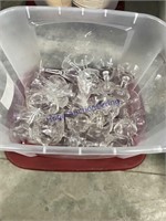 Clear tote w/ red lid--stemmed glasses