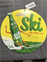 Ski cardboard sign, two-sided, 11" across