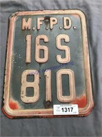 M.F.P.D. 16S 810 metal sign, 10 x 13