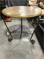 Wood w/ metal legs table, 24W x 24T