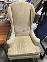 Straight back cloth chair, tan