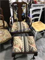 Wood chair w/ matching footstool
