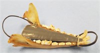Small sled mockup made from canine lower jawbone a
