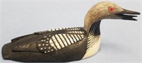 Scrimshawed ivory carving of an Arctic loon by Lar