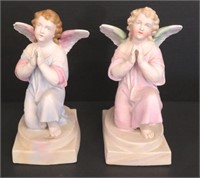 Angels Praying-Bisque-unmarked - 8"- 2 items