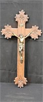 Antique metal and wood crucifix 20"×10"
