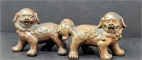 Asian pair of copper foo dogs 6.5"×5"