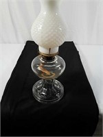 Hobnail pattern globe oil lamp.