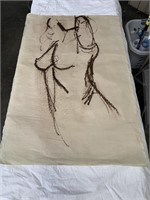 Greg Lauren Nude Abstract Oil on Paper