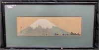 Signed Japanese painting of Mt. Fuji, framed