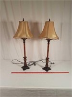 Pair of beaded lamps.