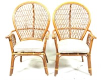 PAIR OF WOVEN BAMBOO ARMCHAIRS