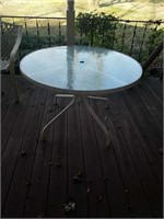 Metal and glass patio table.