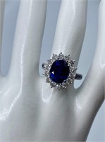 Estate $ 7,720 AIGL Sapphire &  Diamond Ring