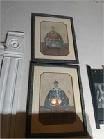 Framed Pr Seated Oriental Rulers