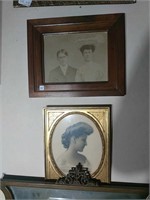 Gibson Girl Style Picture & Walnut Frame Portrait