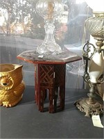 Two pc Oriental Lacquered Plant Stand