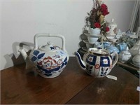 2 19th C Imari Polychrome Coloring Teapots