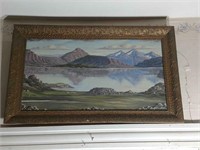 Vintage Oil on Canvas of a Mountain Scene