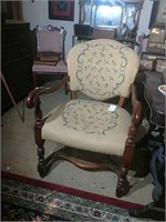 Walnut Tapestry Armed Sitting Chair
