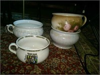 4 Chamber Pots & Soup Bowl