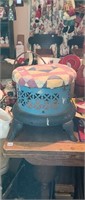 Antique Heater Bottom Stool with Quilted Top