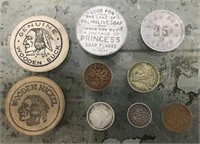 Groupof vintage tokens & coins