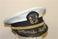 U.S. Naval Officer White Top Visor Military Hat