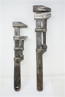 Pair of metal handle monkey wrenches