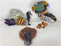 Enameled Metal painted tropical fish wall decor