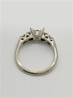 14k White gold ring setting with side diamonds