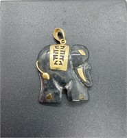 14k Jade elephant pendant