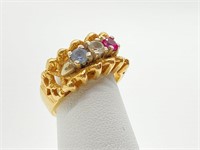14k Ring with multi colored stones