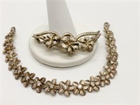 925 Silver Plumeria bracelet and pendant