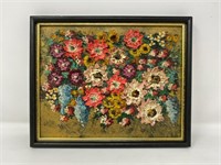 Floral impasto style painting signed "Jensen"