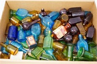 Box of Decorative small glass bottles