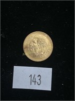 1945 2 1/2 Pesos Gold Coin, 1.9 Grams