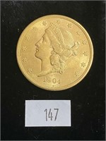 1904 Double Eagle Gold Coin, 33.3 Gram