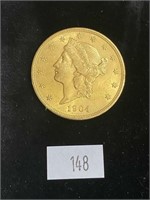 1904 Double Eagle Gold Coin, 33.3 Grams