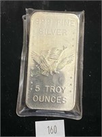 5 Troy Ounce, .999 Silver Bar