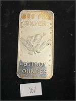 5 Troy Ounce, .999 Silver Bar