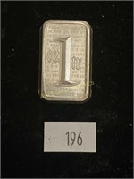 1 Troy Ounce, .999 Silver Bar