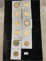 11  Presidential $1 Coins, Uncirculated